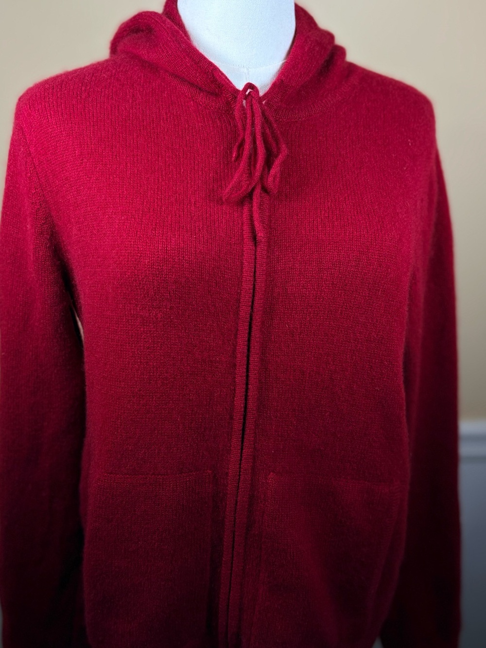 🍒 Daniel Bishop 100% Cashmere Cranberry Zip Hoodie Sweater S